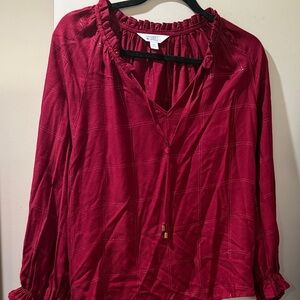 Market & Spruce Burgundy Plaid Blouse